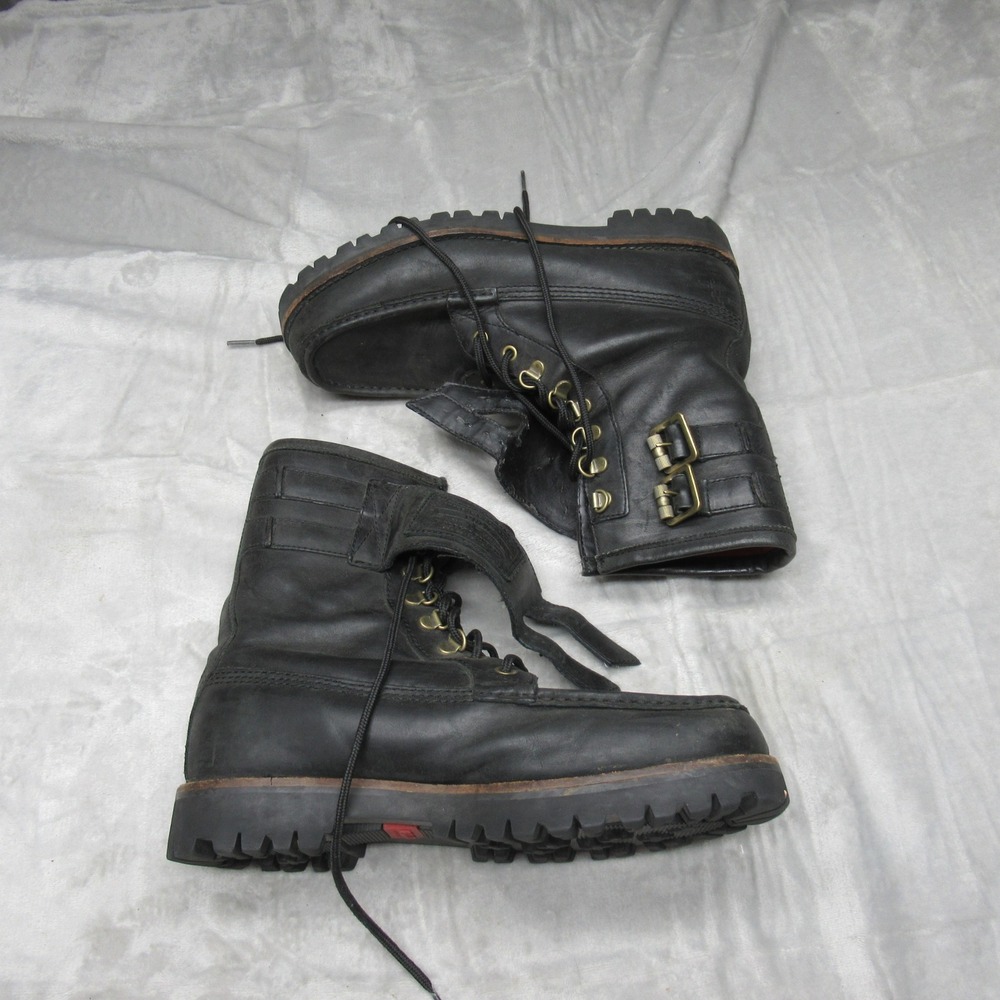 Polo Ralph Lauren Mens 9.5D Wolcott Boots BLK Leather Buckle Work Combat Ranger - Picture 3 of 16